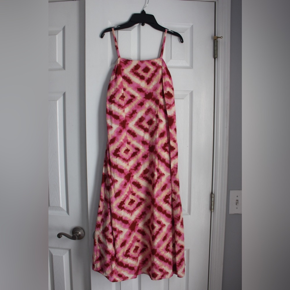 Japna Pink and Maroon Tie-Dye Maxi Dress